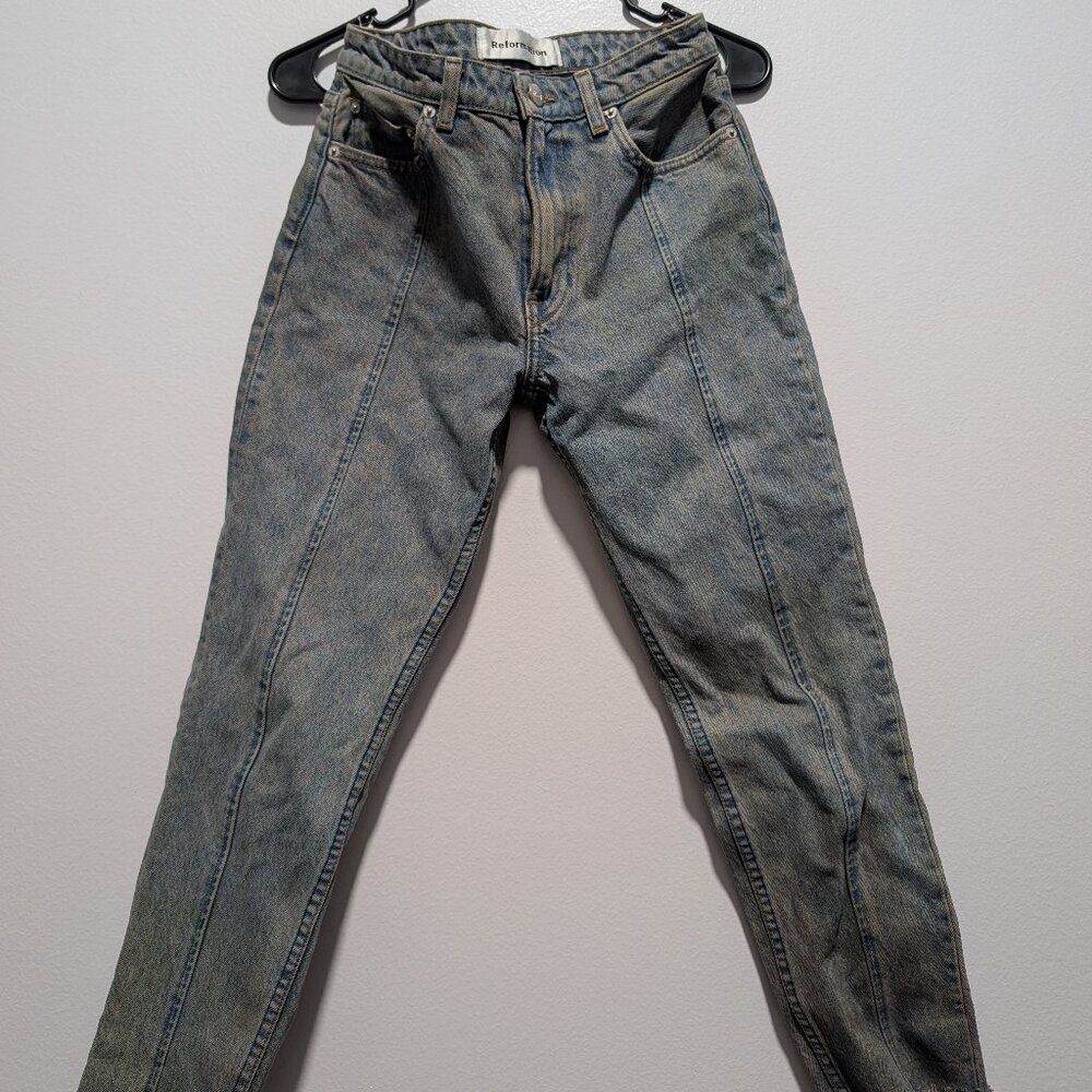 Reformation Seamed Straight-Leg Jeans Color wash Caribbean Size 25 Petite